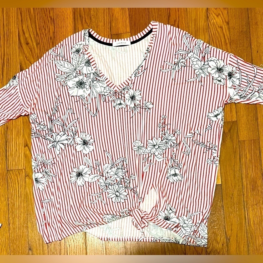 Cherish Striped and Floral short sleeved top